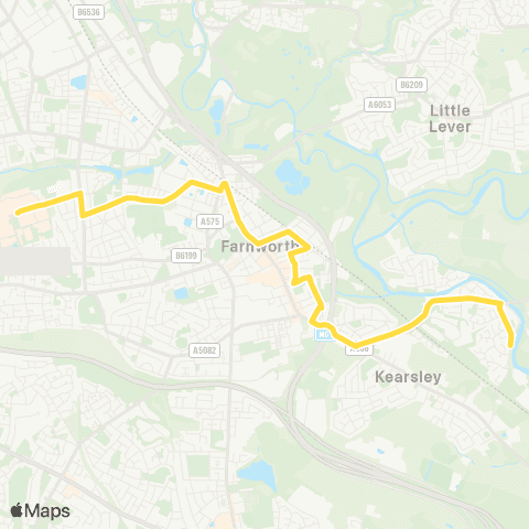 Bee Network Kearsley Hall Rd - Royal Bolton Hospital map