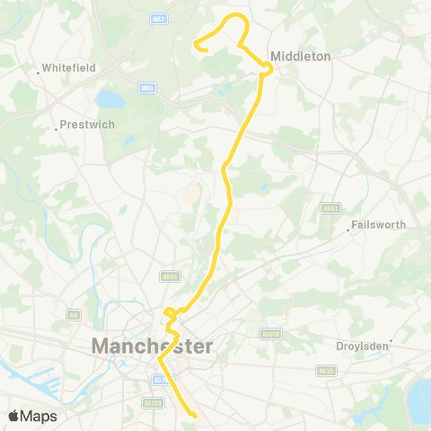 Bee Network Rowrah Crescent - Shudehill Interchange map