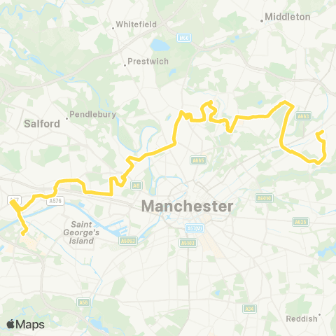 Bee Network Arlington Street - Eccles Interchange map