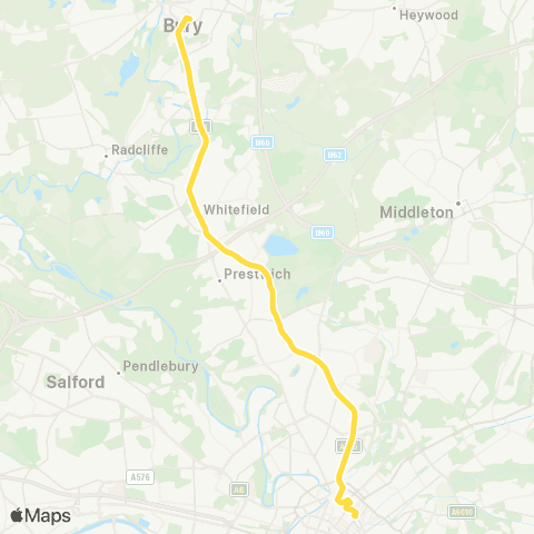 Bee Network Piccadilly Gardens - Bury Interchange map