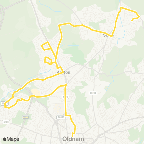 Bee Network Buckstones Terminus - Oldham Bus Station map