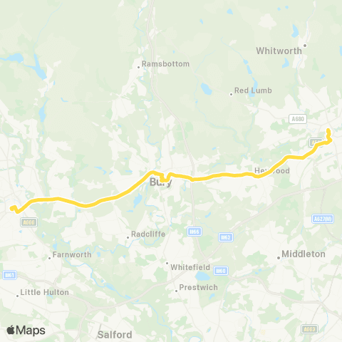 Bee Network Bolton Interchange - Rochdale Interchange map