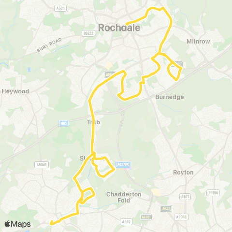 Bee Network Middleton Bus Sta - Rochdale Interchange map