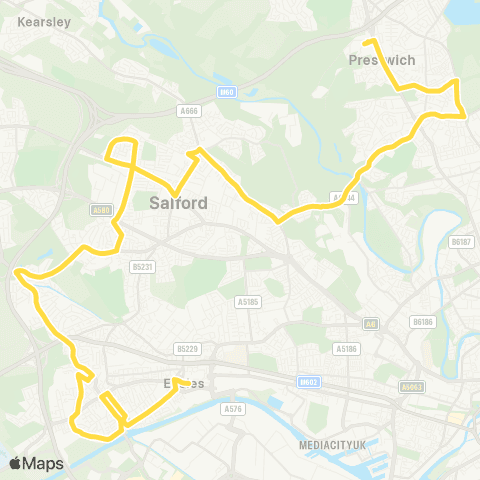 Bee Network Tesco Prestwich - Eccles Interchange map