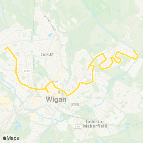 Bee Network Senecar Close - Wigan Bus Station map