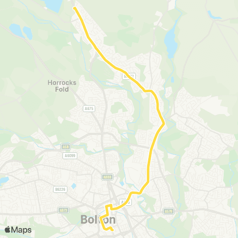 Bee Network Bolton Interchange - Egerton Terminus map