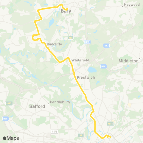 Bee Network Shudehill Interchange - Bury Interchange map