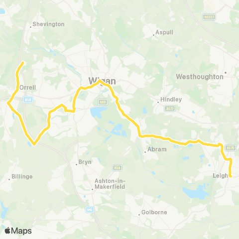 Bee Network St John Rigby College - Leigh Bus Sta map
