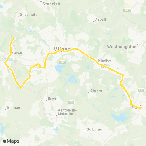 Bee Network St John Rigby College - Leigh Bus Sta map