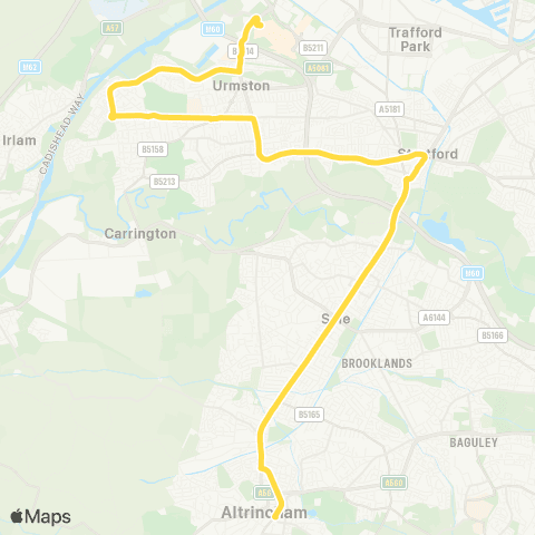 Bee Network Altrincham Interchange - The Trafford Ctr Bus Sta map