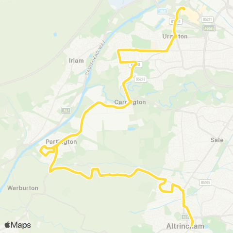 Bee Network The Trafford Ctr Bus Sta - Altrincham Interchange map