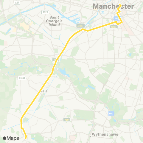 Bee Network Piccadilly Gardens - Altrincham Interchange map
