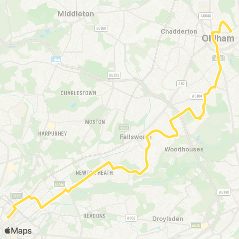 Bee Network Hollinwood - Piccadilly Gardens map