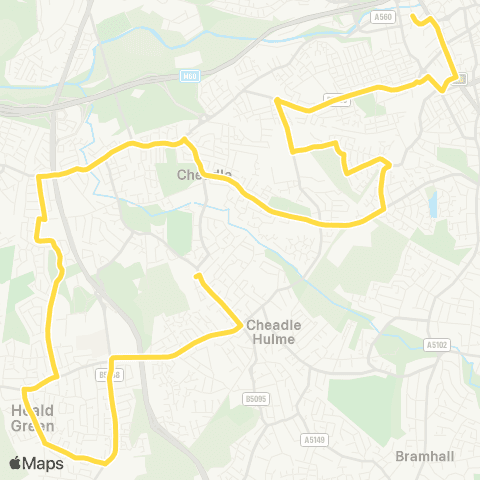 Bee Network Lauras Cheadle Hulme - Stockport Interchange map