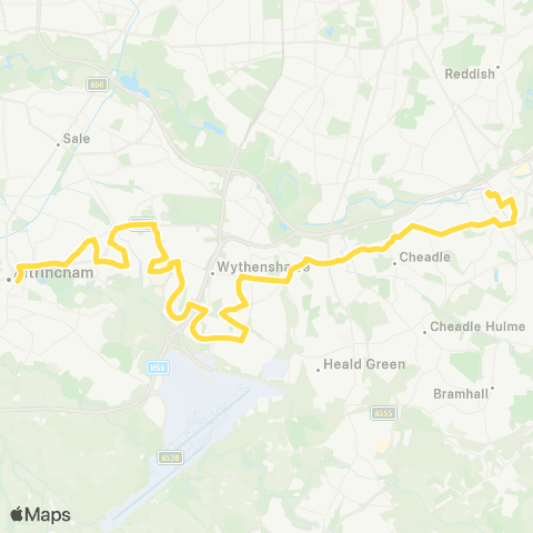 Bee Network Stockport Interchange - Altrincham Interchange map