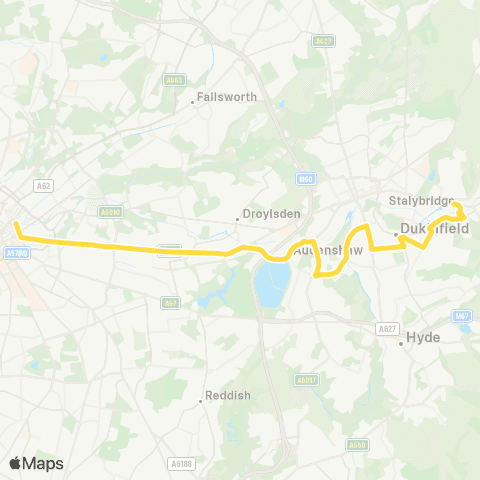 Bee Network Piccadilly - Stalybridge Bus Station map