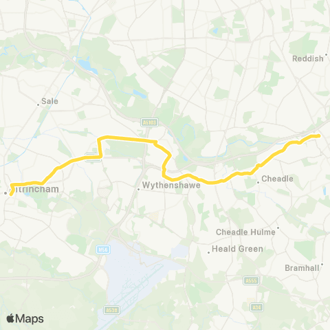 Bee Network Stockport Interchange - Altrincham Interchange map