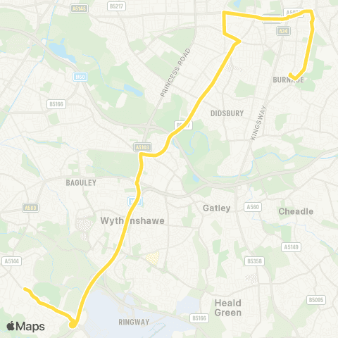 Bee Network St Ambrose College - Burnage Academy map