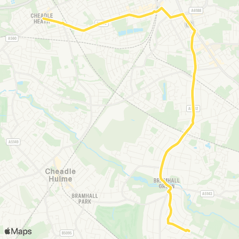 Bee Network Bramhall High School - Heathside Road map