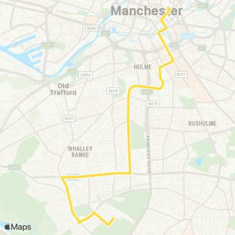 Bee Network Piccadilly Gardens - Chorlton Bus Sta map