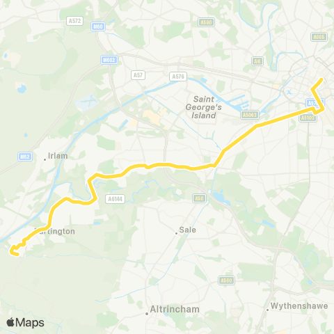 Bee Network Partington Terminus - Piccadilly Gardens map