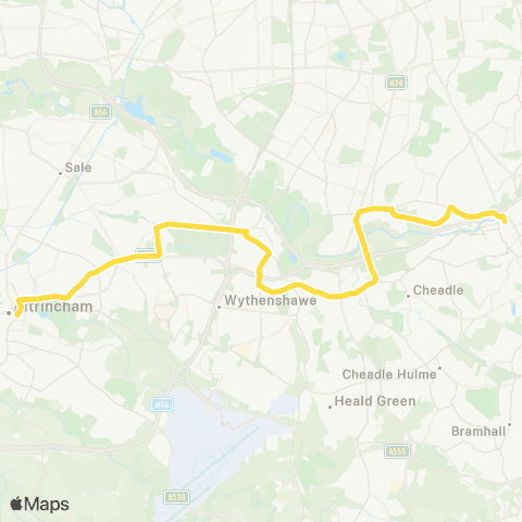Bee Network Stockport Interchange - Altrincham Interchange map