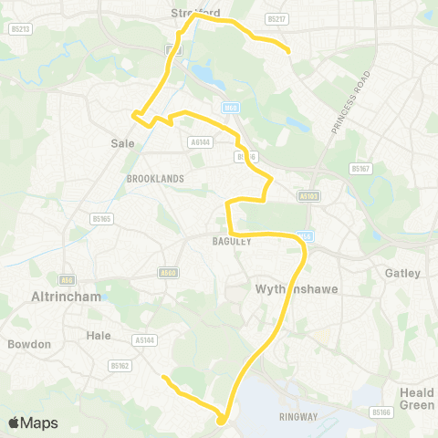Bee Network St Ambrose College - Chorlton Bus Sta map