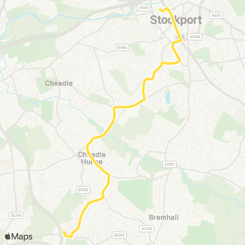 Bee Network Stockport Interchange - St James' School map