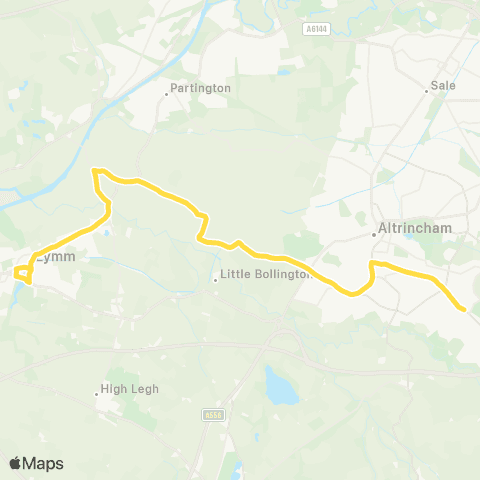 Bee Network Altrincham Interchange - Lymm Cross map