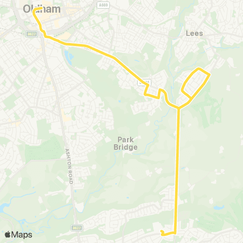 Bee Network Great Academy Ashton - Oldham Bus Sta map