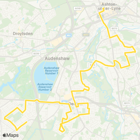 Bee Network Windermere Av - Ashton-Under-Lyne Interchange map