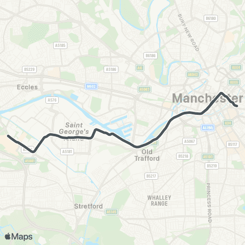 Metrolink Replacement Bus 1 map