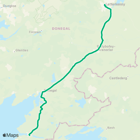 TFI Local Link Ballyshannon - Letterkenny map