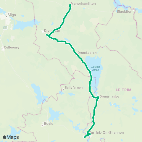 TFI Local Link Carrick-on-Shannon - Manorhamilton map