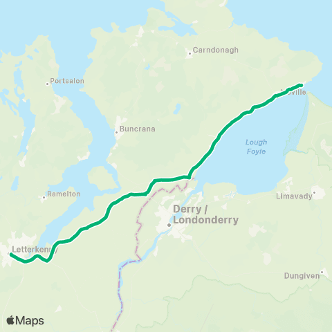 TFI Local Link Greencastle - Letterkenny map