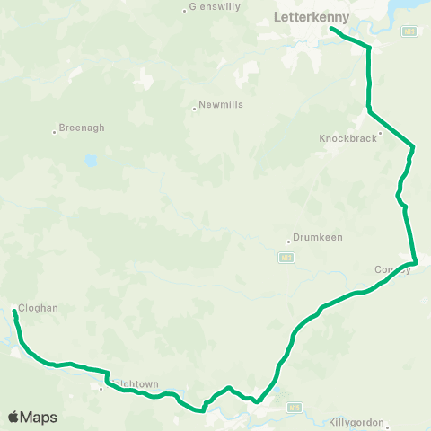 TFI Local Link An Clochán - Letterkenny map