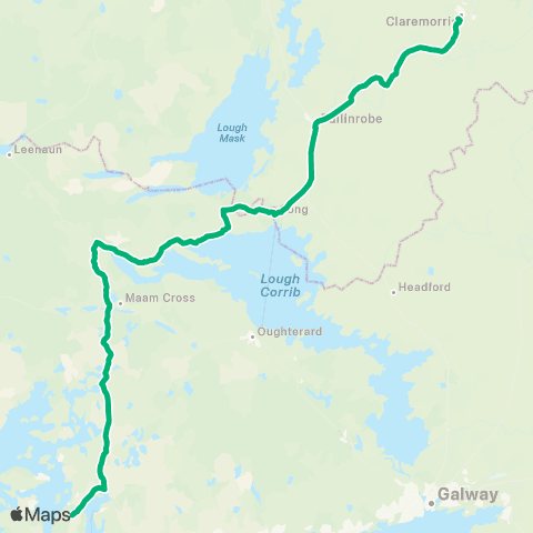 TFI Local Link Claremorris - An Cheathrú Rua map