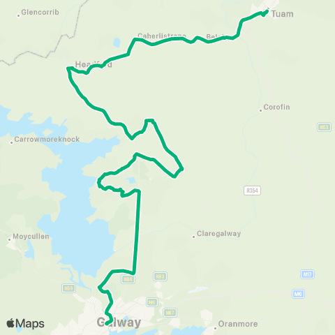 TFI Local Link Galway - Tuam map