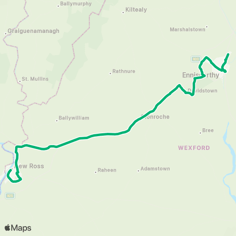 TFI Local Link Enniscorthy - New Ross map
