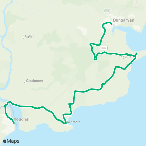 TFI Local Link Youghal - Dungarvan map
