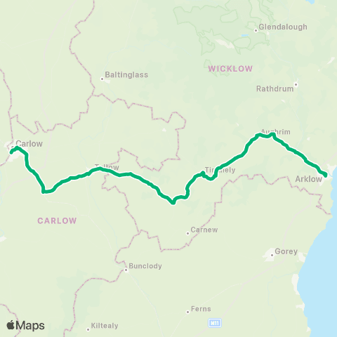 TFI Local Link Arklow - Carlow map