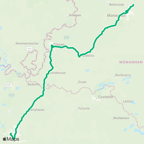 TFI Local Link Cavan - Monaghan map