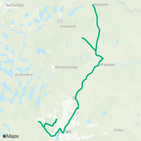 TFI Local Link Redhills - Cavan Hospital map