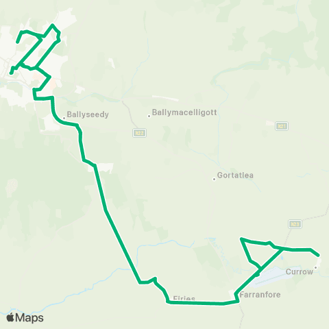 TFI Local Link Currow - Tralee map