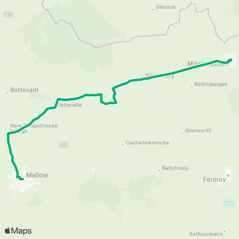 TFI Local Link Mitchelstown - Mallow map