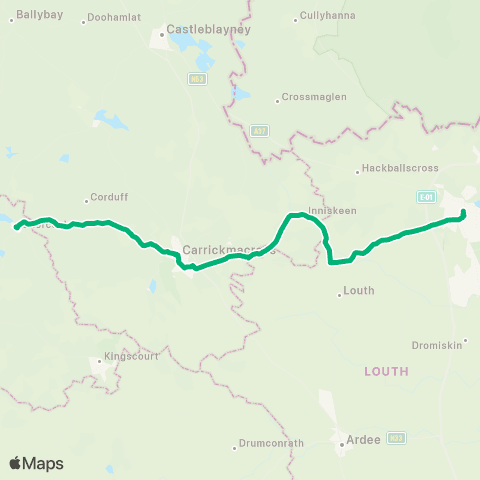 TFI Local Link Shercock - Dundalk map