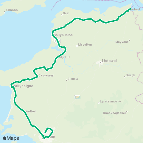 TFI Local Link Tarbert - Tralee map