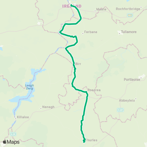 TFI Local Link Athlone - Thurles map