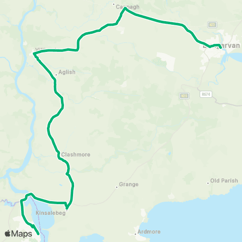 TFI Local Link Youghal - Dungarvan map