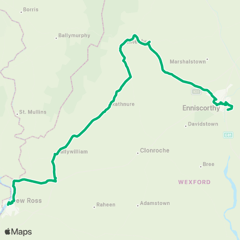 TFI Local Link New Ross - Enniscorthy map